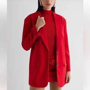 Express Red Twill  over sized Boyfriend Blazer Size Small